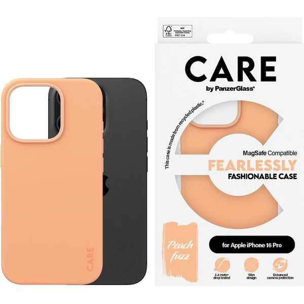 PanzerGlass® CARE kryt Apple iPhone 16 Pro MagSafe Fearlessly broskyňový - Puzdra - Obrázok D408000P01