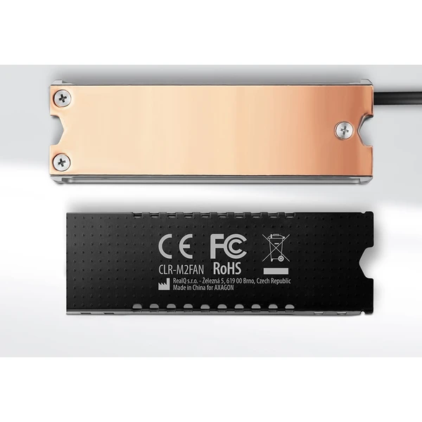 AXAGON CLR-M2FAN medený chladič s ventilátorom pre obojstranné M.2 SSD - Chladiče - Obrázok D4J0000P01