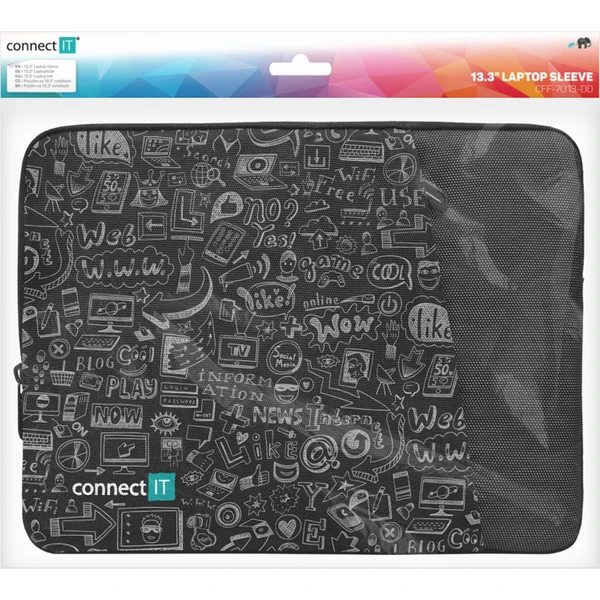 CONNECT IT Doodle púzdro pre notebook 13.3" čierne - Puzdra - Obrázok D4N0000J01