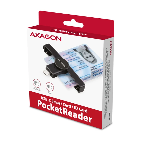 AXAGON CRE-SMPC USB-C PocketReader čítačka kontaktných kariet Smart card - Čítačky čipových kariet - Obrázok D4N4000701