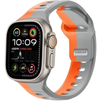 CubeNest Premium Silicon Band remienok Apple Watch 42-49 mm sivý/oranžový - Remienky