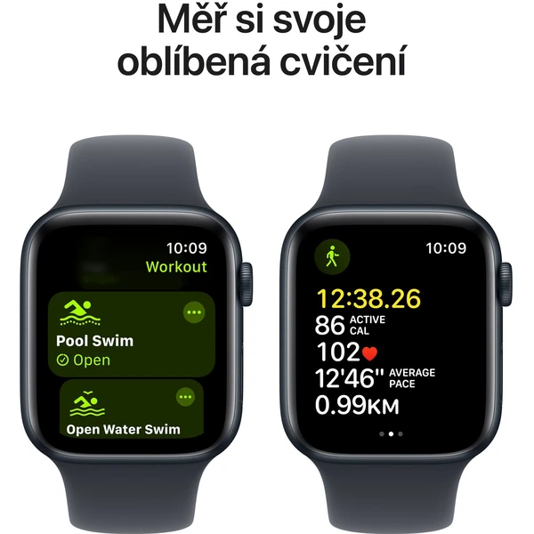 Apple Watch SE (2024) 40mm Temne atramentový hliník s atramentovým športovým remienkom M/L - Inteligentné hodinky - Obrázok D5Q7000K01