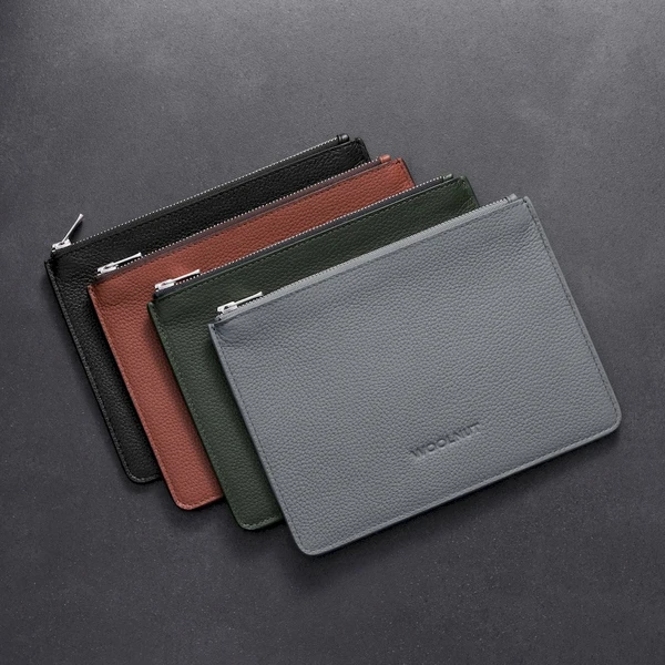 Woolnut Leather Pouch (Flat) kožené púzdro šedé - Organizéry - Obrázok D768000701