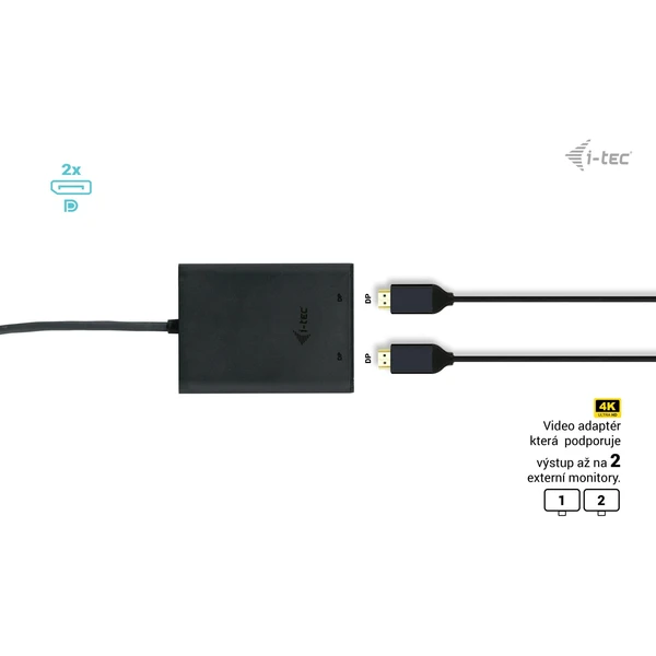 i-tec USB-C/2x DisplayPort redukcia čierna - Káble a redukcie - Obrázok D7AS100501