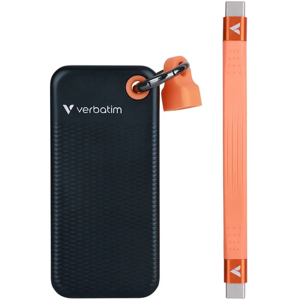 Verbatim Pocket SSD 1TB USB-C čierna/oranžová - SSD - Obrázok D7JD000P01