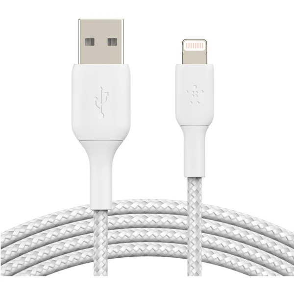Belkin BOOST Charge Braided Lightning/USB-A odolný kábel, 15cm, biely - Káble - Obrázok D839400301