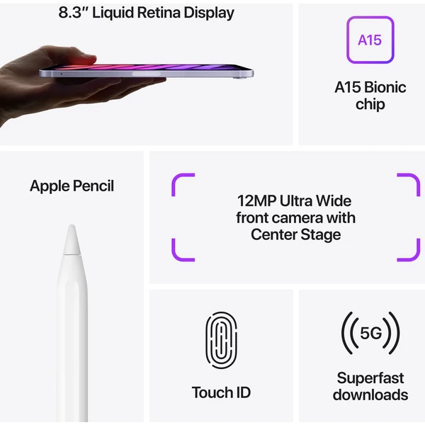 Apple iPad mini 64GB Wi-Fi + Cellular vesmírne šedý (2021) (Kategória B) - Tablety - Obrázok D8QKF00101