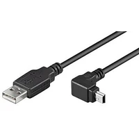 PremiumCord USB-A/MiniUSB-B kábel so zahnutým konektorom 1,8m čierny - Káble a redukcie