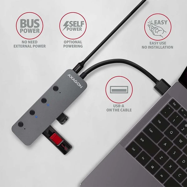 AXAGON SUPERSPEED USB-A SWITCH HUB - USB huby - Obrázok D97HF00101