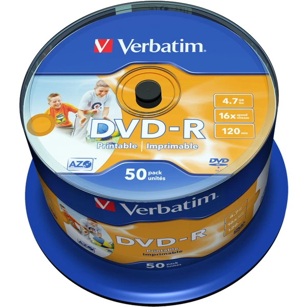 VERBATIM DVD-R(50 ks)Spindle/Inkjet Printable Wide/16x/4.7GB - Optické disky - Hlavný obrázok