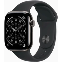 Apple Watch Series 11 Cellular (42mm) Bridlicovo šedý titán s čiernym športovým remienkom S/M - Inteligentné hodinky