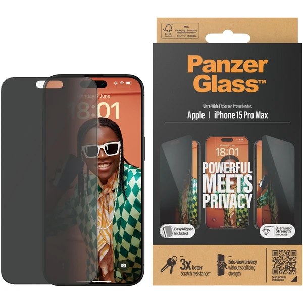 PanzerGlass Privacy ochranné sklo Apple iPhone 15 Pro Max - Ochranné fólie a sklo - Obrázok D9TS100501