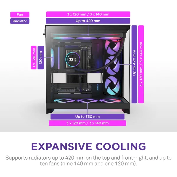 NZXT H9 Flow RGB čierna - Počítačové skrine - Obrázok DA7K000K01