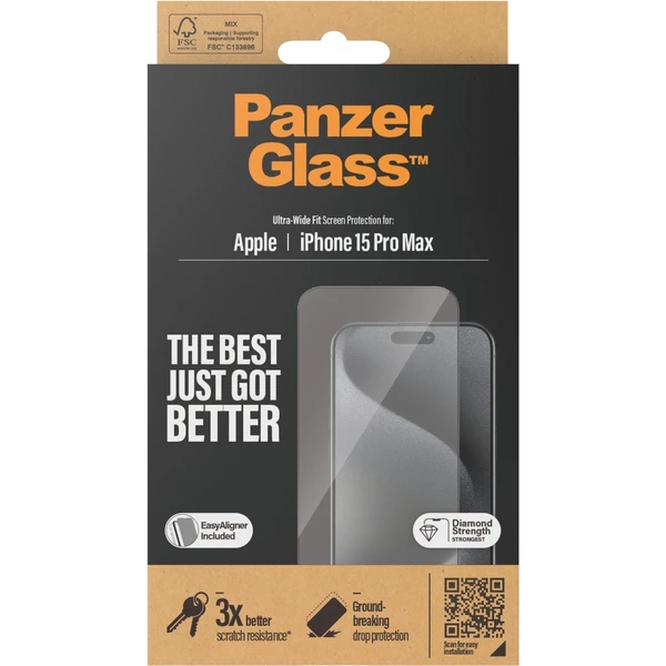 PanzerGlass Ultra-Wide Fit ochranné sklo Apple iPhone 15 Pro Max - Ochranné fólie a sklo - Obrázok DATS100501