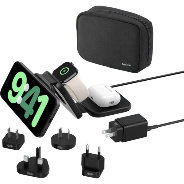 Belkin BOOST CHARGE PRE Qi2/MagSafe 3v1 bezdrôtová skladacia cestovná nabíjačka čierna - Nabíjačky - Hlavný obrázok