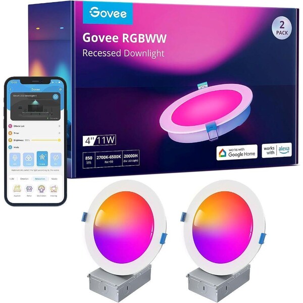 Govee podhľadové LED svetlo RGBWW Smart, 2ks biele