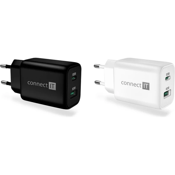 CONNECT IT Wanderer2 GaN nabíjací adaptér 1×USB-C + 1xUSB-A biely 33W PD - Nabíjačky - Obrázok DBN0000P01