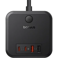 Predlžovací kábel Baseus PowerCombo Cube 3x zásuvka + 2x USB + 2x USB-C 30W 1.5m čierny - Nabíjačky
