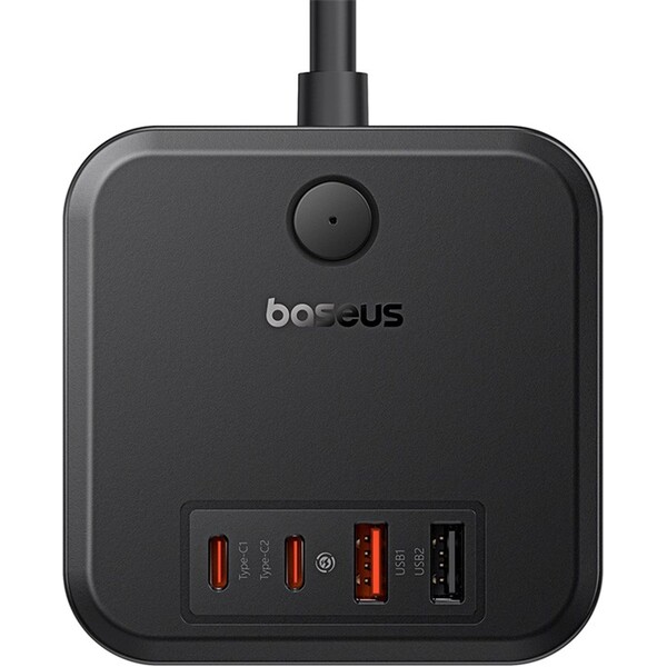 Baseus PowerCombo Cube predlžovací kábel 3x zásuvka + 2x USB + 2x USB-C 30W 1.5m čierny
