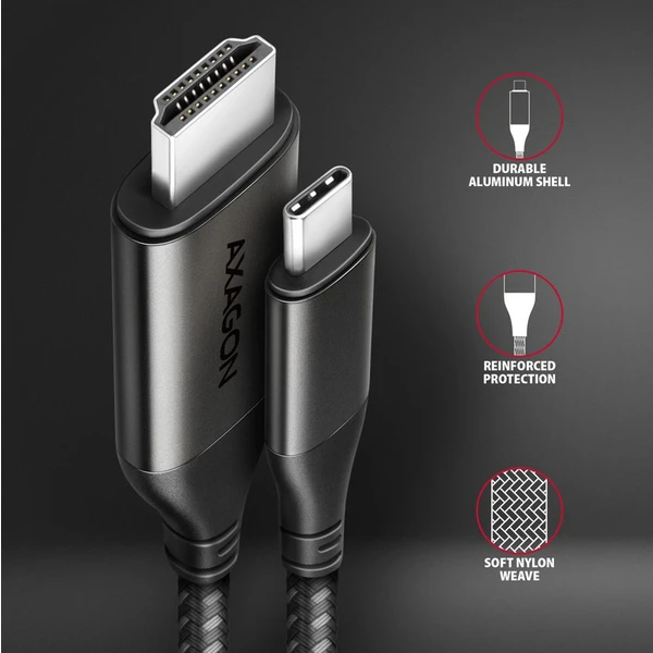 AXAGON USB-C/HDMI 2.0 kábel 4K 1,8m čierny - Káble a redukcie - Obrázok DEX3000L01