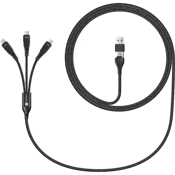 CONNECT IT Wirez 6v1 napájací kábel 100W 1,25m čierny - Káble a redukcie - Obrázok DFTG000K01