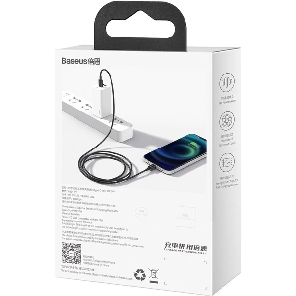 Baseus Superior USB-C/Lightning napájací kábel 20W 2m čierny - Káble a redukcie - Obrázok DGF9700301