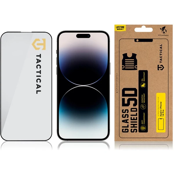 Tactical Glass Shield 5D sklo pre Apple iPhone 14 Pro čierne - Ochranné fólie a sklo - Obrázok DGV5700301
