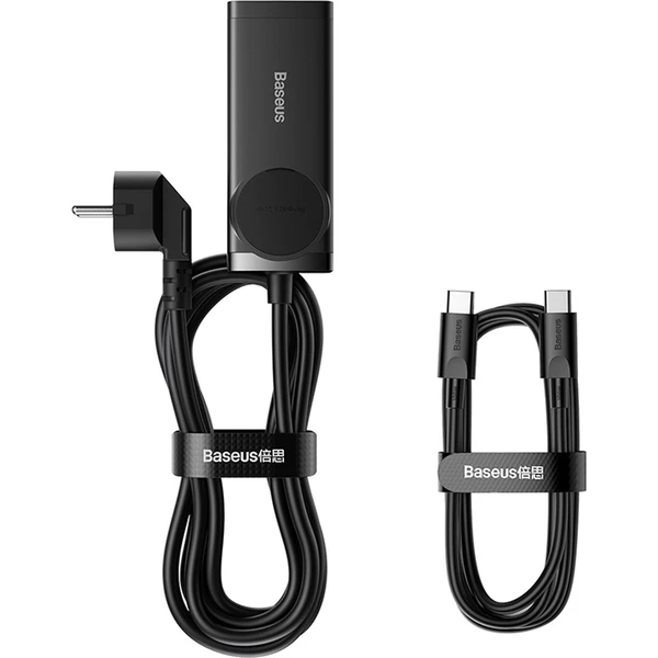 Rýchlonabíjačka do siete Baseus GaN3 Pro, 2x USB-C, 2x USB + AC 100W s káblom USB-C/USB-C čierna - Nabíjačky - Obrázok DHGE000L01