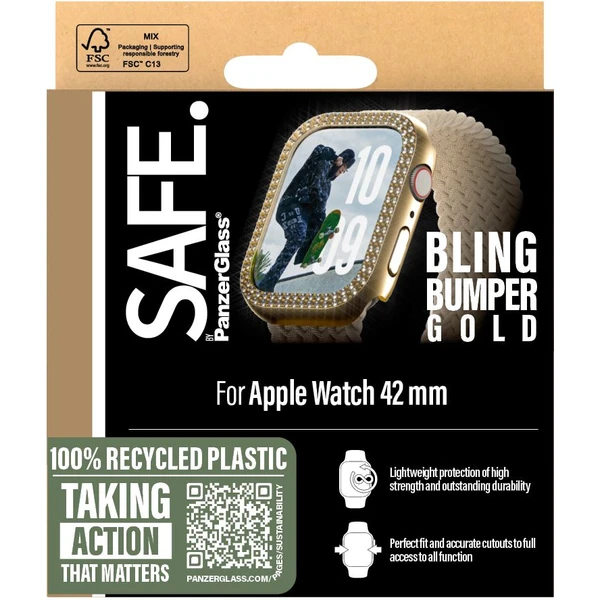 PanzerGlass® SAFE Apple Watch 10/11 (42mm) bumper trblietavo zlatý rámček - Puzdra - Obrázok DHWA000L01