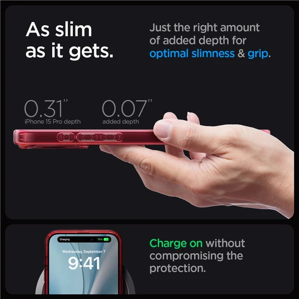 Spigen Ultra Hybrid MagFit kryt iPhone 15 Pro červený - Puzdra - Obrázok DIHA000601