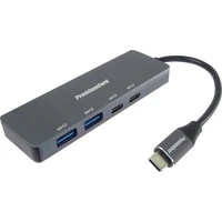 PremiumCord 10G SuperSpeed ??4v1 USB-C Hub antracitový - USB huby