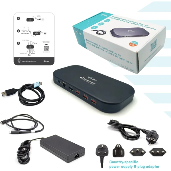 i-tec Thunderbolt 3 Dual 4K Docking Station + Power Delivery - Dokovacie stanice - Obrázok DLIXF00101