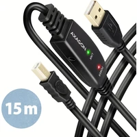 AXAGON ADR-215B USB-A/USB-B predlžovací kábel 15m čierny - Káble a redukcie