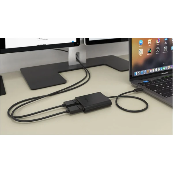 i-tec USB-C/2x DisplayPort redukcia 4K čierna - Káble a redukcie - Obrázok DMTN200401