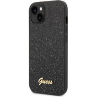 Guess PC/TPU Glitter Flakes Metal Logo Zadný Kryt pre iPhone 14 Max Black - Puzdra