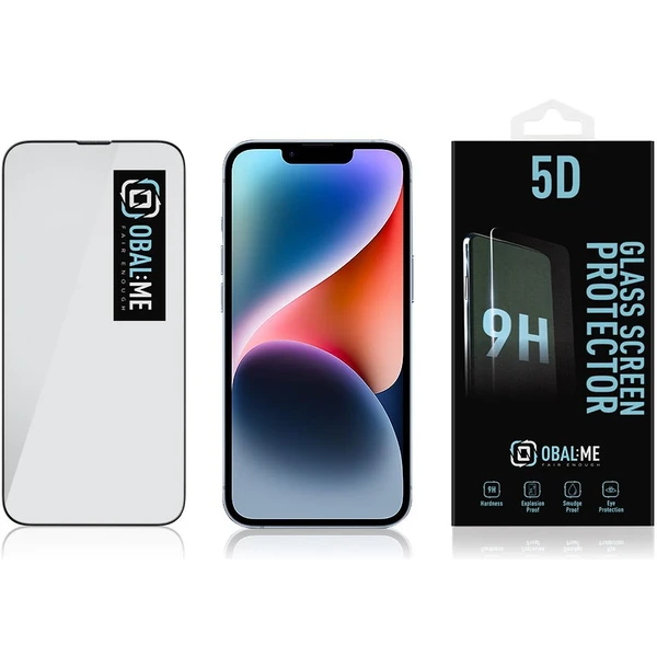 Obal:Me 5D tvrdené sklo Apple iPhone 13/13 Pro/14 čierne - Ochranné fólie a sklo - Obrázok DPK6000701