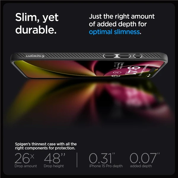 Spigen Liquid Air kryt iPhone 15 Pro matne čierny - Puzdra - Obrázok DPU8000601