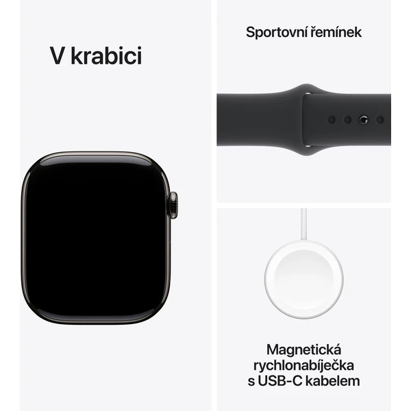 Apple Watch Series 10 Cellular 46mm Bridlicovo šedý titán s čiernym športovým remienkom M/L (Ďalšia) - Inteligentné hodinky - Obrázok DQQ7000K01