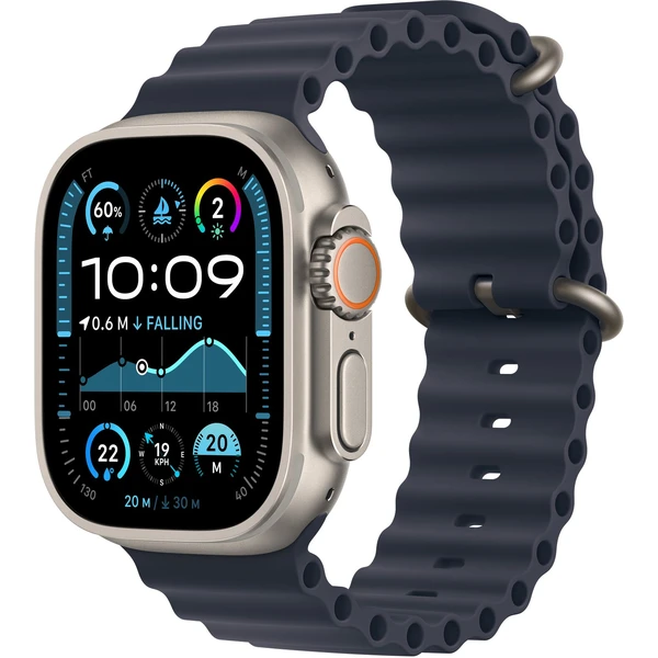Apple Watch Ultra 2 (2024) 49mm Prírodný titán s námornícky modrým oceánskym remienkom - Inteligentné hodinky - Hlavný obrázok