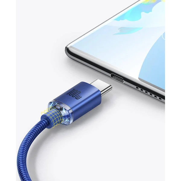 Baseus CAJY000503 Crystal Shine Series Dátový Kábel USB - USB-C 100W 2m Blue - Káble - Obrázok DRRL100501