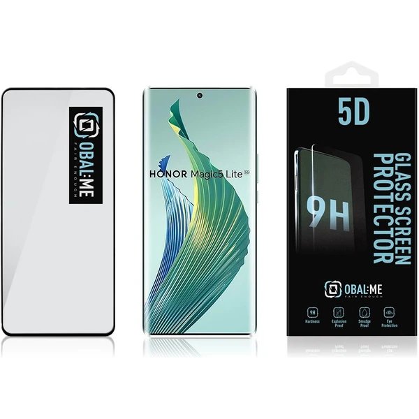 OBAL:ME 5D Tvrdené Sklo pre Honor Magic5 Lite čierne - Ochranné fólie a sklo - Obrázok DRX3000P01