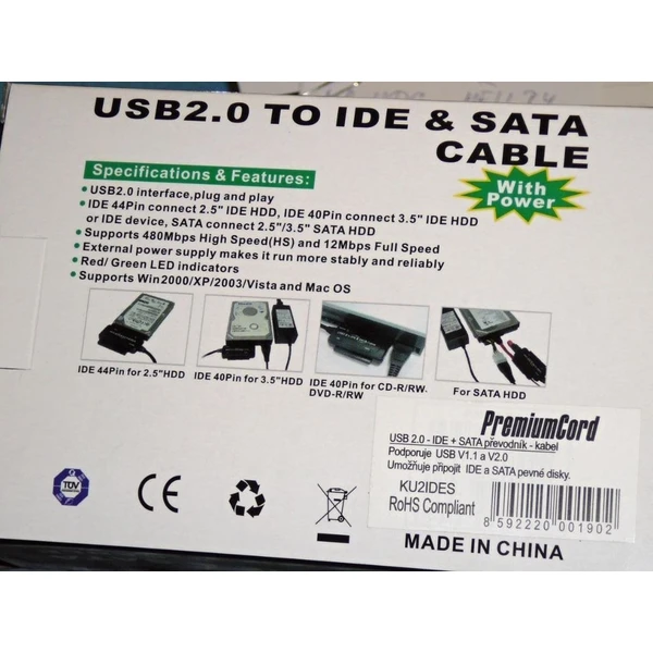 PremiumCord konvertor USB 2.0 - Externé boxy - Obrázok DUTU000501