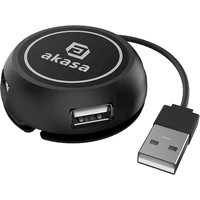 AKASA USB-A húb 4v1 čierny - USB huby