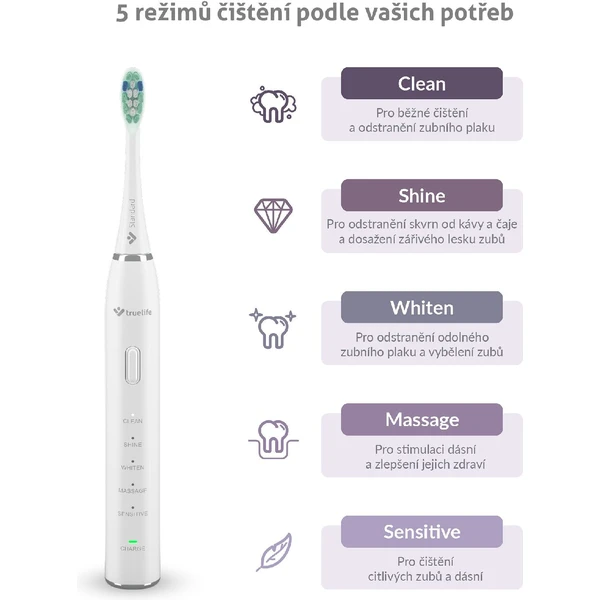TrueLife SonicBrush Clean30 sonická zubná kefka biela - Zubné kefky - Obrázok E0H0000P01
