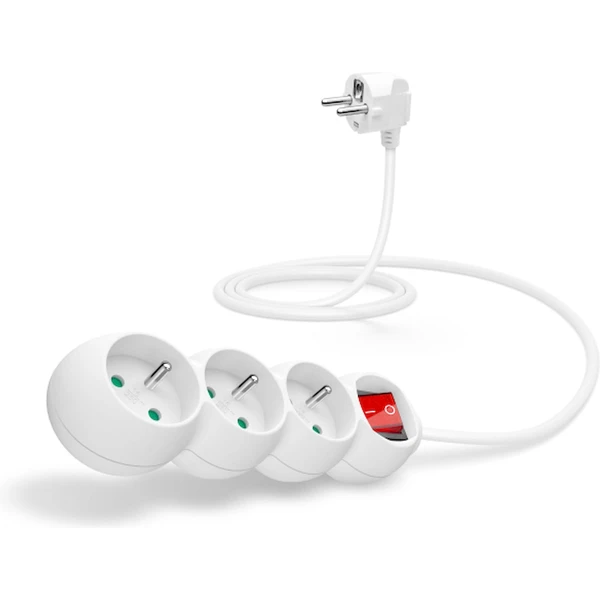 CONNECT IT predlžovací kábel 230V 3 zásuvky s vypínačom 1,5m biely - Zásuvky - Hlavný obrázok