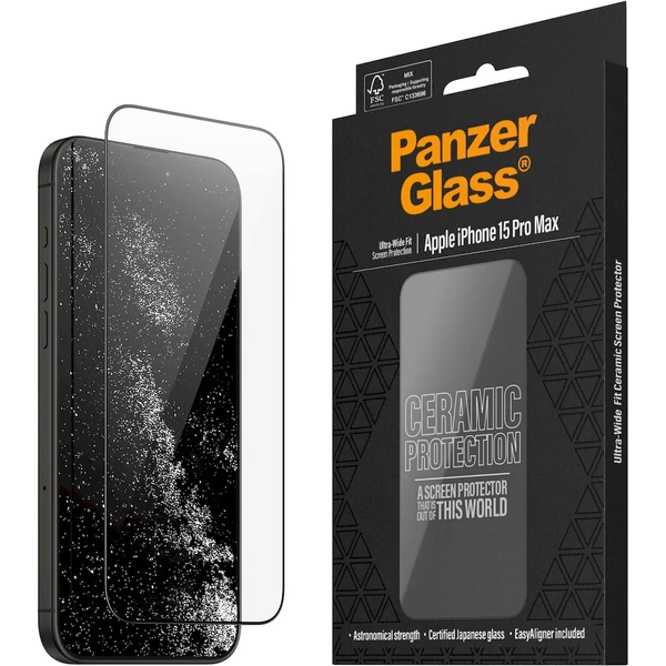 PanzerGlass Ceramic tvrdené sklo Apple iPhone 15 Pro Max s inštalačným rámčekom - Ochranné fólie a sklo - Hlavný obrázok