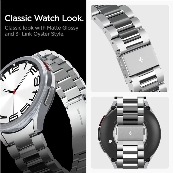 Spigen Modern Fit 316L Band remienok Samsung Galaxy Watch6 Classic 47mm strieborný - Remienky - Obrázok E1W3000N01