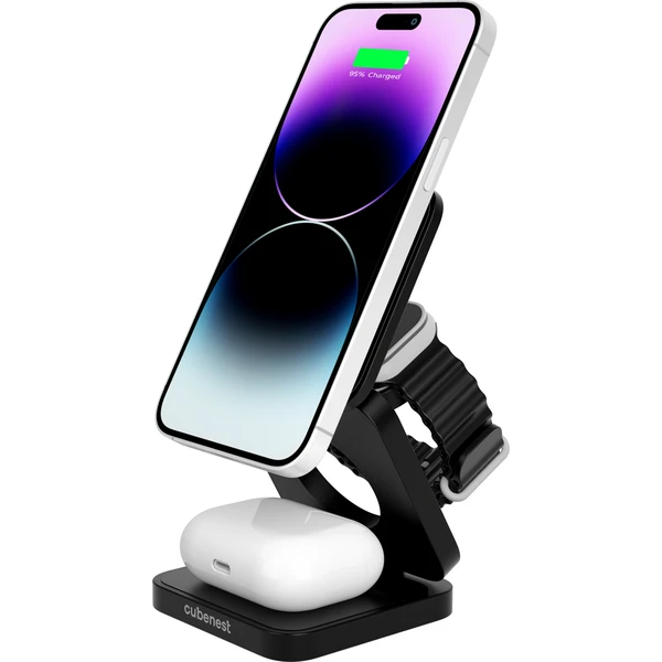 Cubenest S312 Pro 3v1 MagSafe bezdrôtová nabíjačka čierna - Nabíjačky - Obrázok E2J6000601