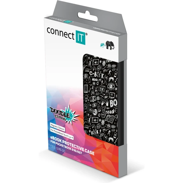 CONNECT IT Doodle puzdro pre PocketBook 616/627/628/632 čiern - Puzdra - Obrázok E2N0000J01