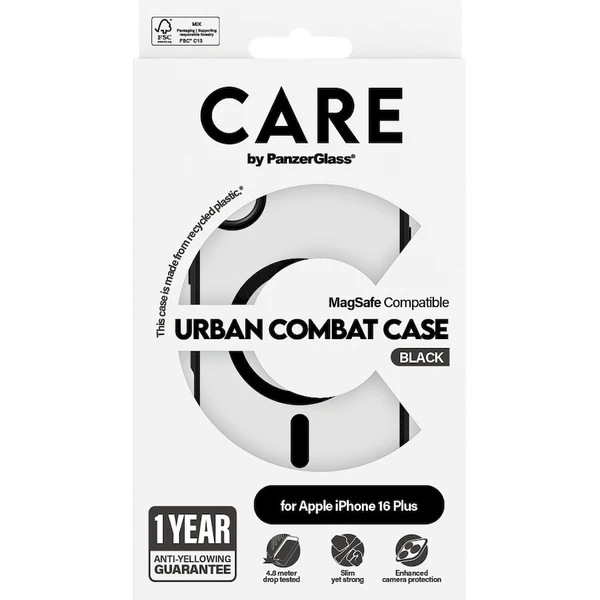 PanzerGlass® CARE kryt Apple iPhone 16 Plus MagSafe Urban Combat čierny/čierny - Puzdra - Obrázok E308000P01